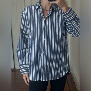 Tommy Hilfiger Blue and White Striped Men's Shirt